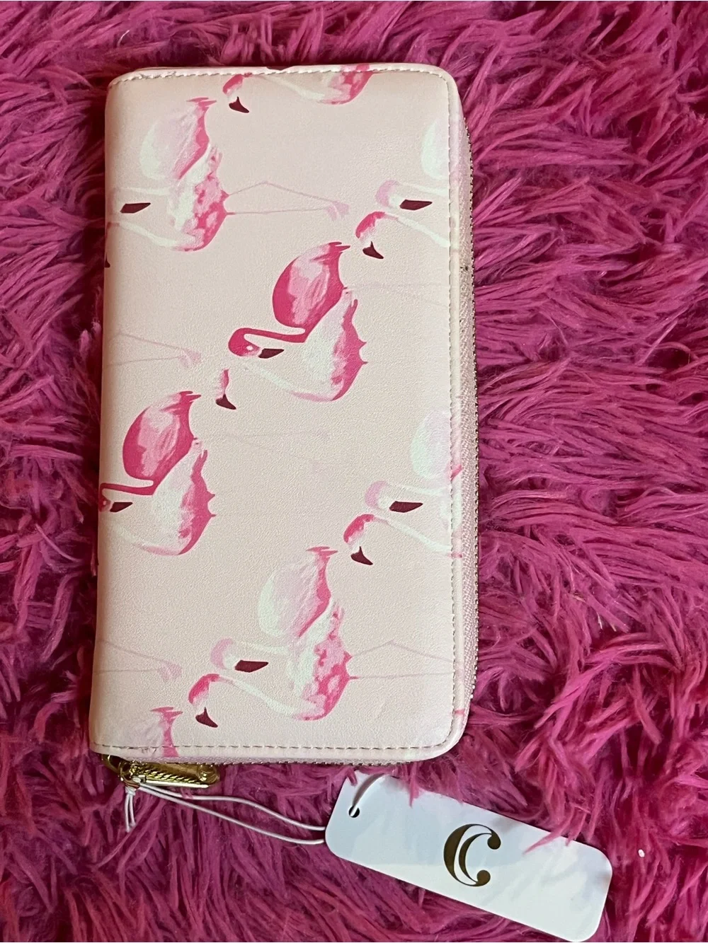 Pink Flamingo Print Zip Wallet - Women Bags